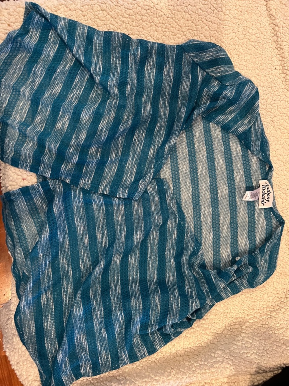 Anthony Richards Teal and Silver Striped Open Cardigan